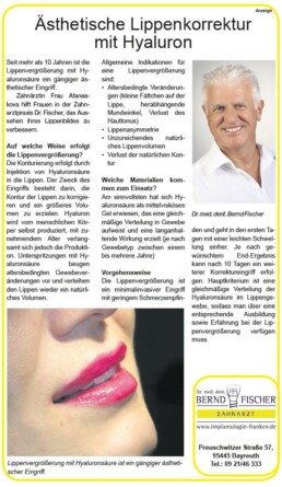 Lippenkorrektur Hyaluron Bayreuth